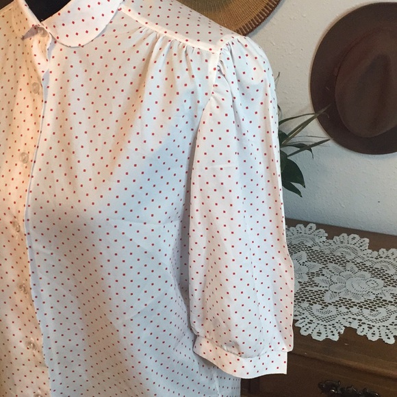 VTG 70’s donnkenny Polkadot Button Down Blouse - Picture 4 of 12